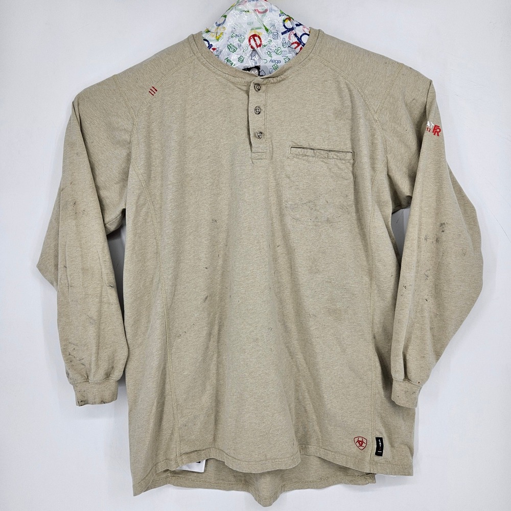 Ariat FR Shirt Mens Work XXL Tall Flame Resistant Henley Workwear Durable Tan